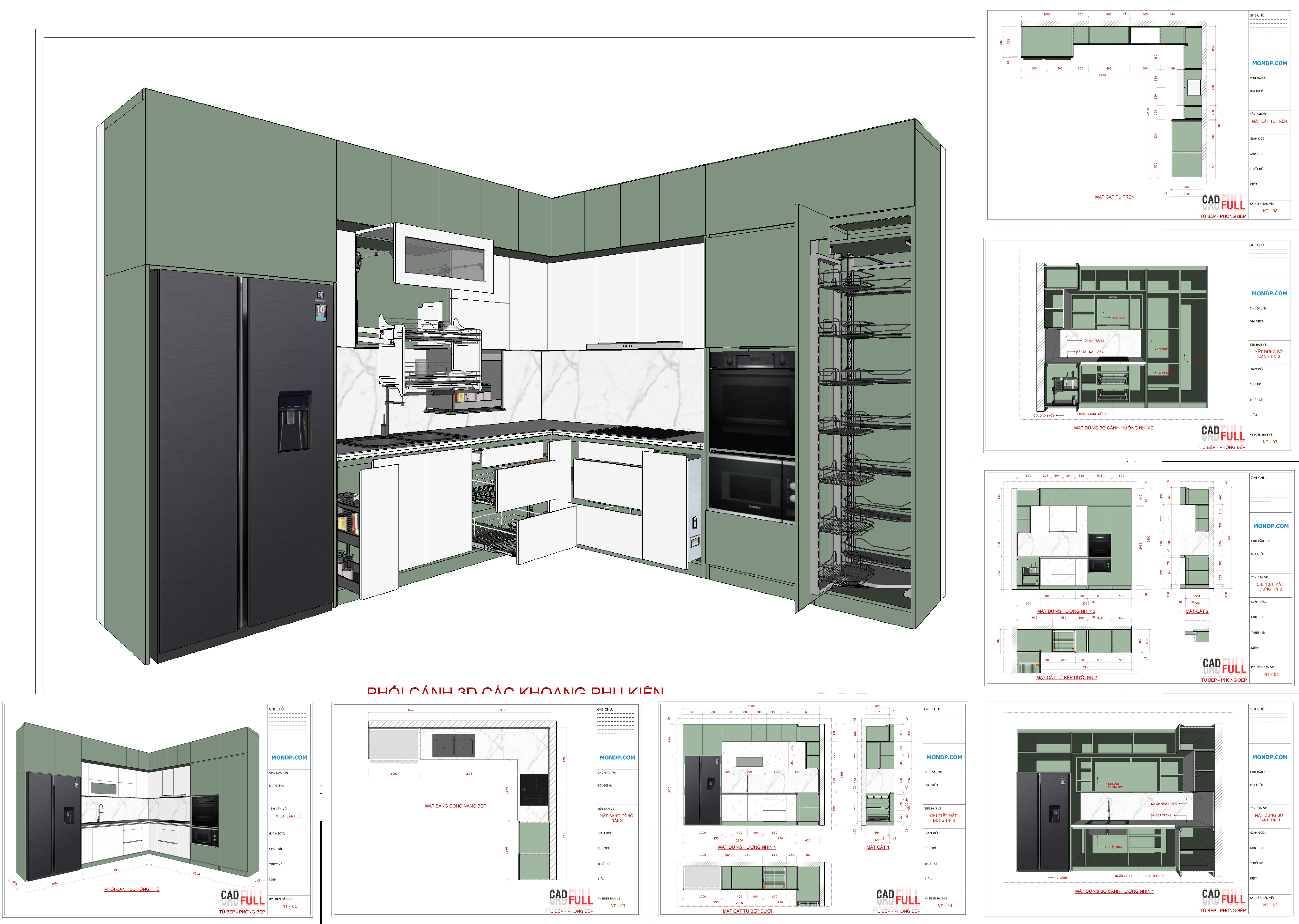 Layout Sketchup - Tủ Bếp Mẫu 3